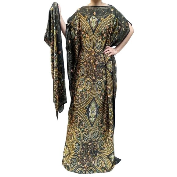 Turkish Kaftan Polyester Plus Size Abaya Dashiki boho Muslim Indian African maxi - Picture 1 of 5